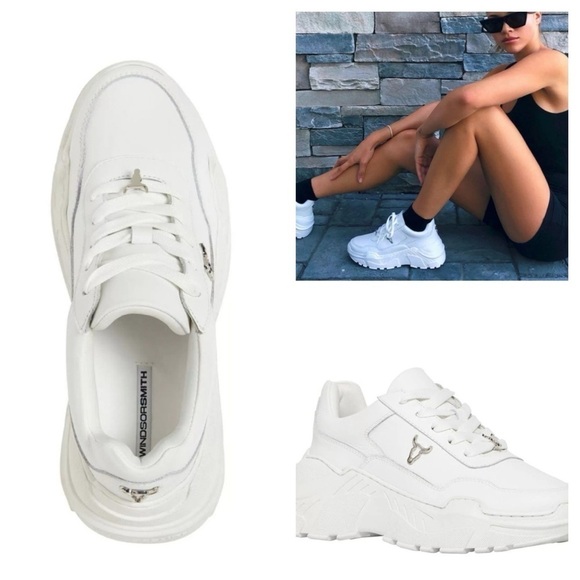 Windsor Smith Carte White Leather Womens Sneakers size 9 - Picture 3 of 12